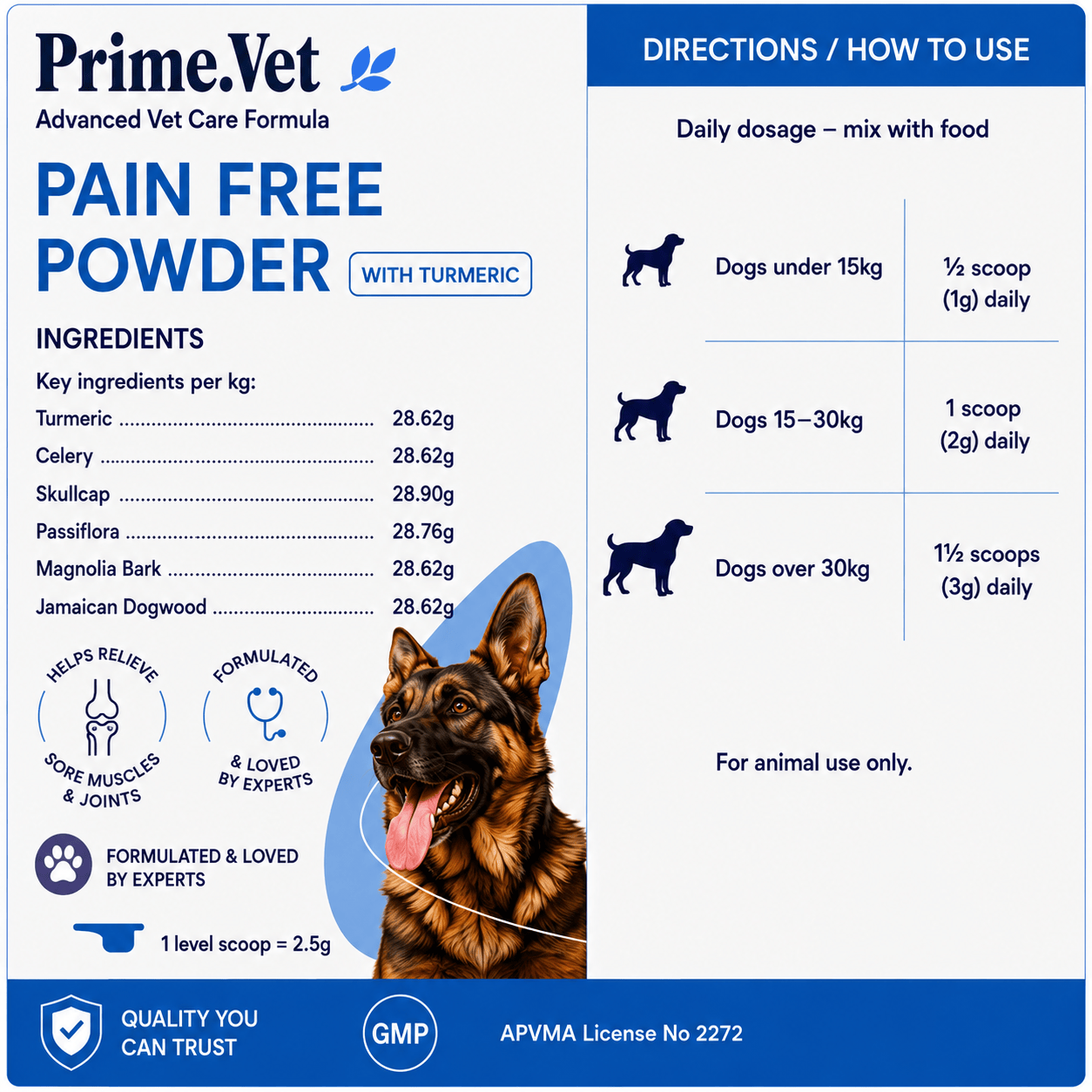 PrimeVet™ Pain Free Powder for Dogs 150 grams